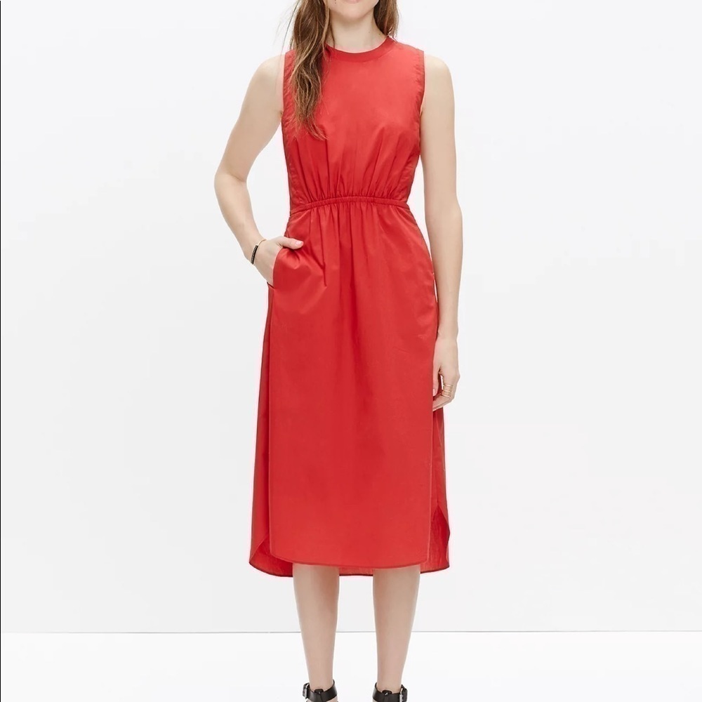 Madewell cotton lakeshore red midi dress size 0